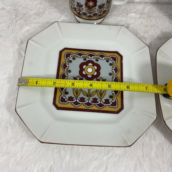 Vintage 2 sets Small Plate Teacup Retro Floral 70's - Picture 8 of 8